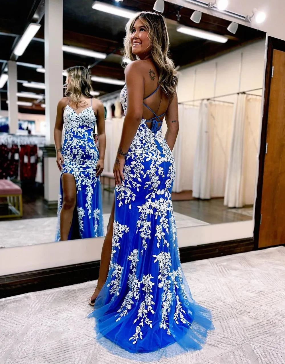 Wholesale Pretty Mermaid Corset Back Prom Dress With Appliques long prom dresses with sleeves